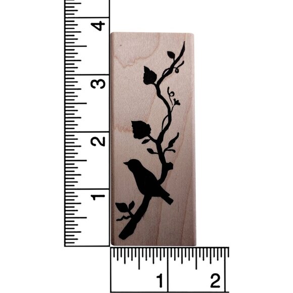 Bird Branch Rubber Stamp By Memory Box USA Wood-Mounted 4.5" X 1.5" - Picture 3 of 5